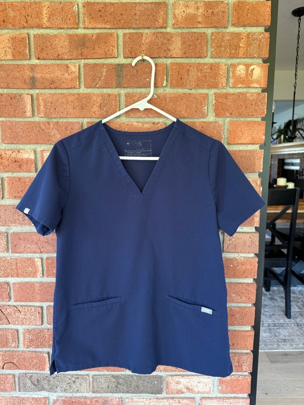 Figs Navy V-Neck Medical Scrub Top